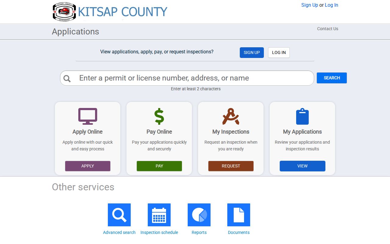 Kitsap SmartGov permit search for a Silverdale street