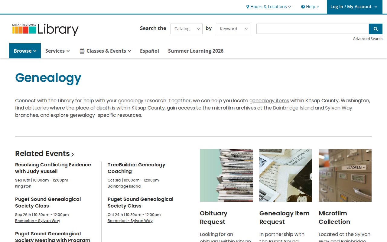 Kitsap Regional Library genealogy resources for Silverdale house history